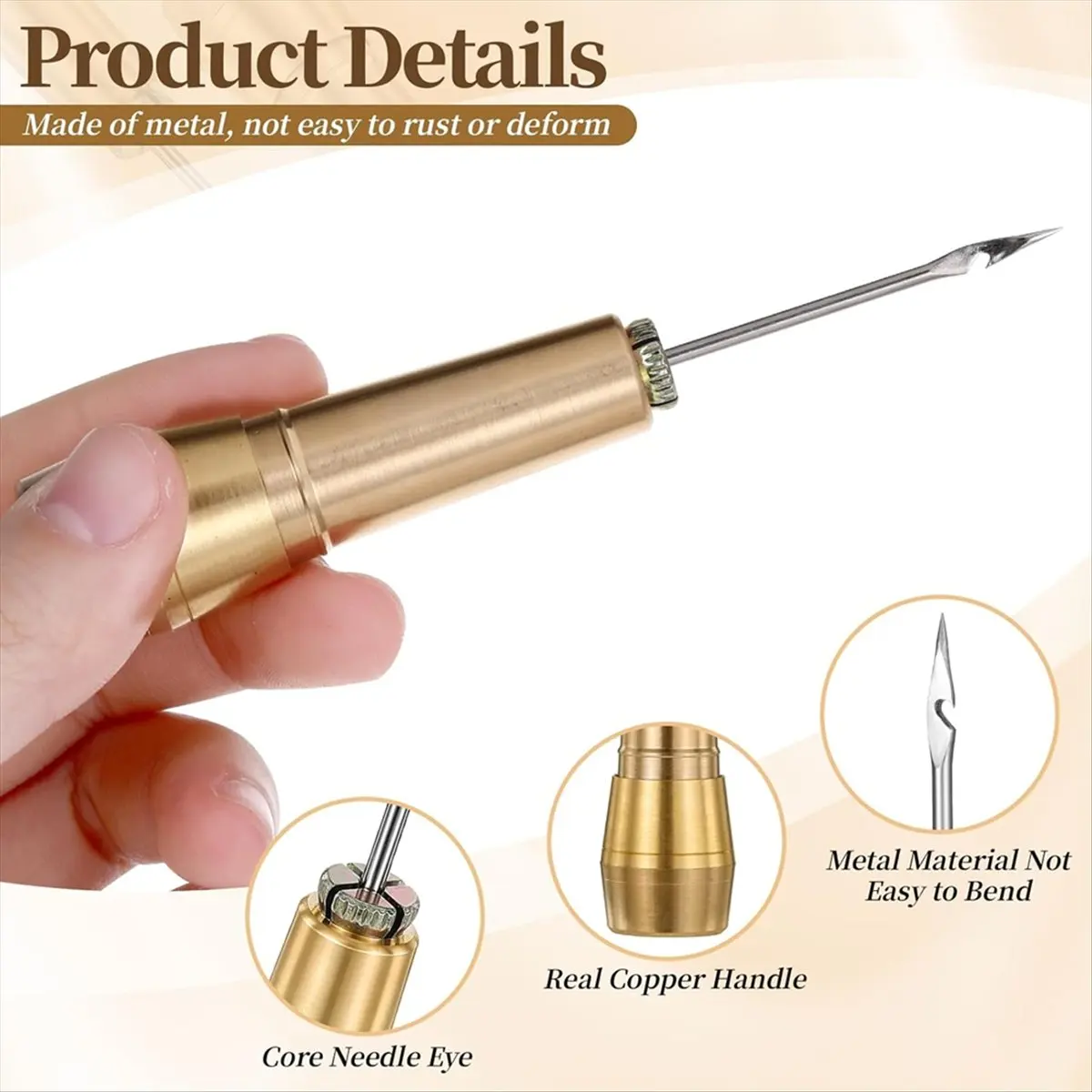 Top Sale 14 PCS Leather Sewing Awl Needle Set with Copper Handle, Leather Sewing Needle Awl for Leather Craft Sewing Tools