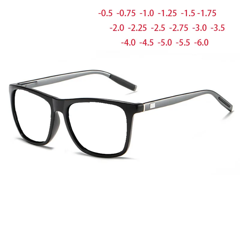 Fashion Square Glasses Men Women Aluminum Magnesium Prescription Eyewear 0 -0.5 -1.0 -2.0 To -6.0