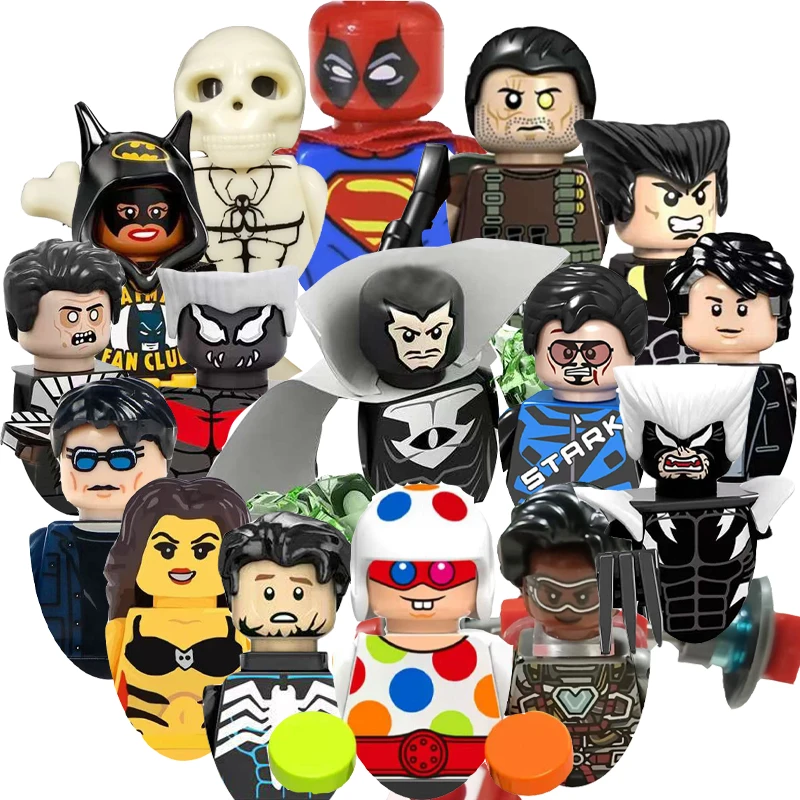 

Marvel Hero Series Spider Man Death Bell Iron Man Batman Venom Wolverine Steel Strongman Children's Toy Gift Splicing Toy