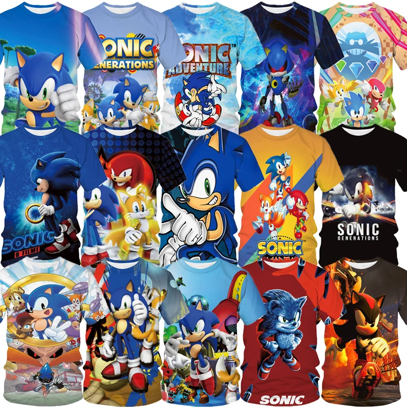 

Children Short Sleeves T-Shirts Cartoon Anime Kids Tops Summer Hedge-hogs Clothes Game Fashion Tees Boys Girls Birthday Gift