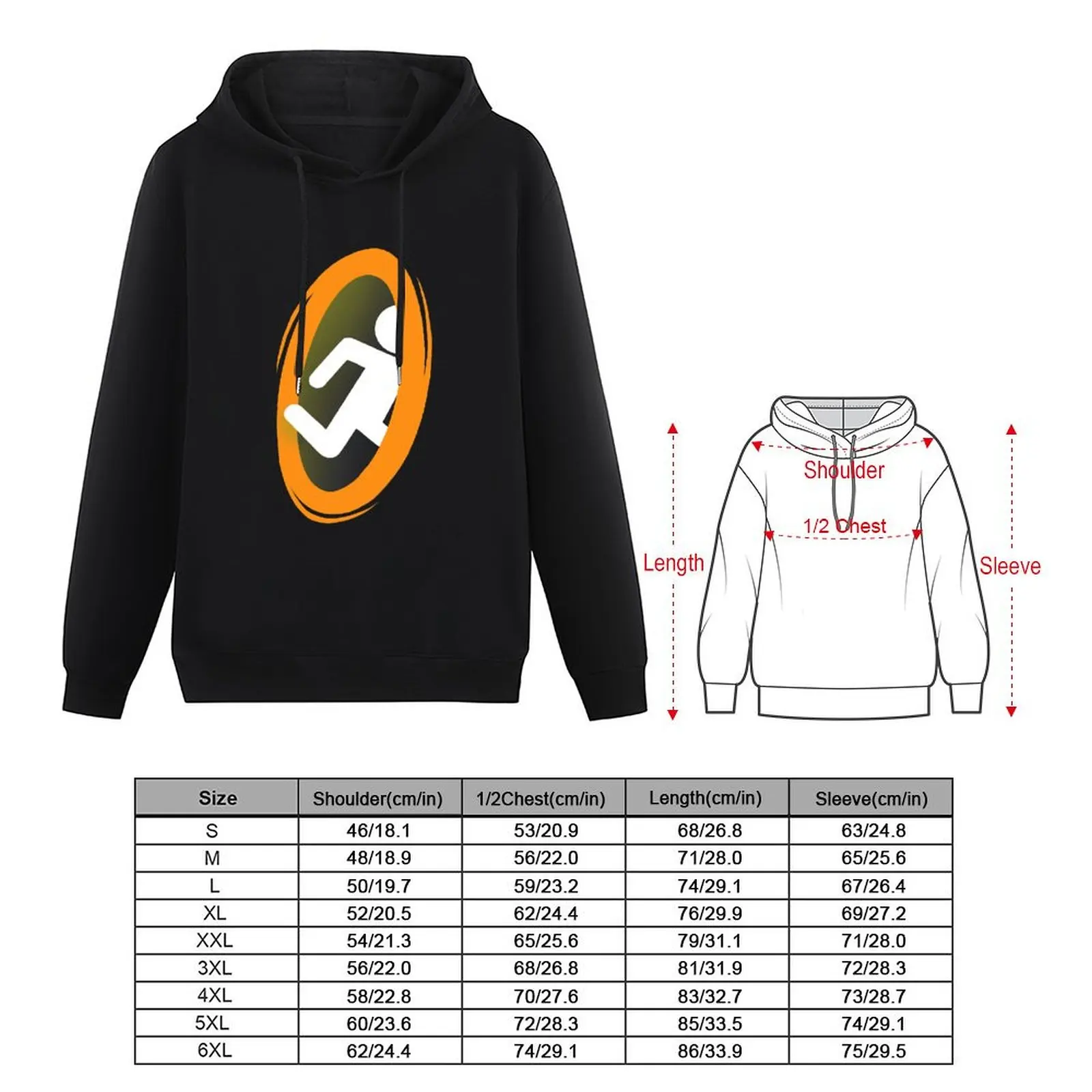 Portal 2 Video Game - Funny Orange Teleport Pullover Hoodie men's autumn clothes japanese style men's oversize hoodie