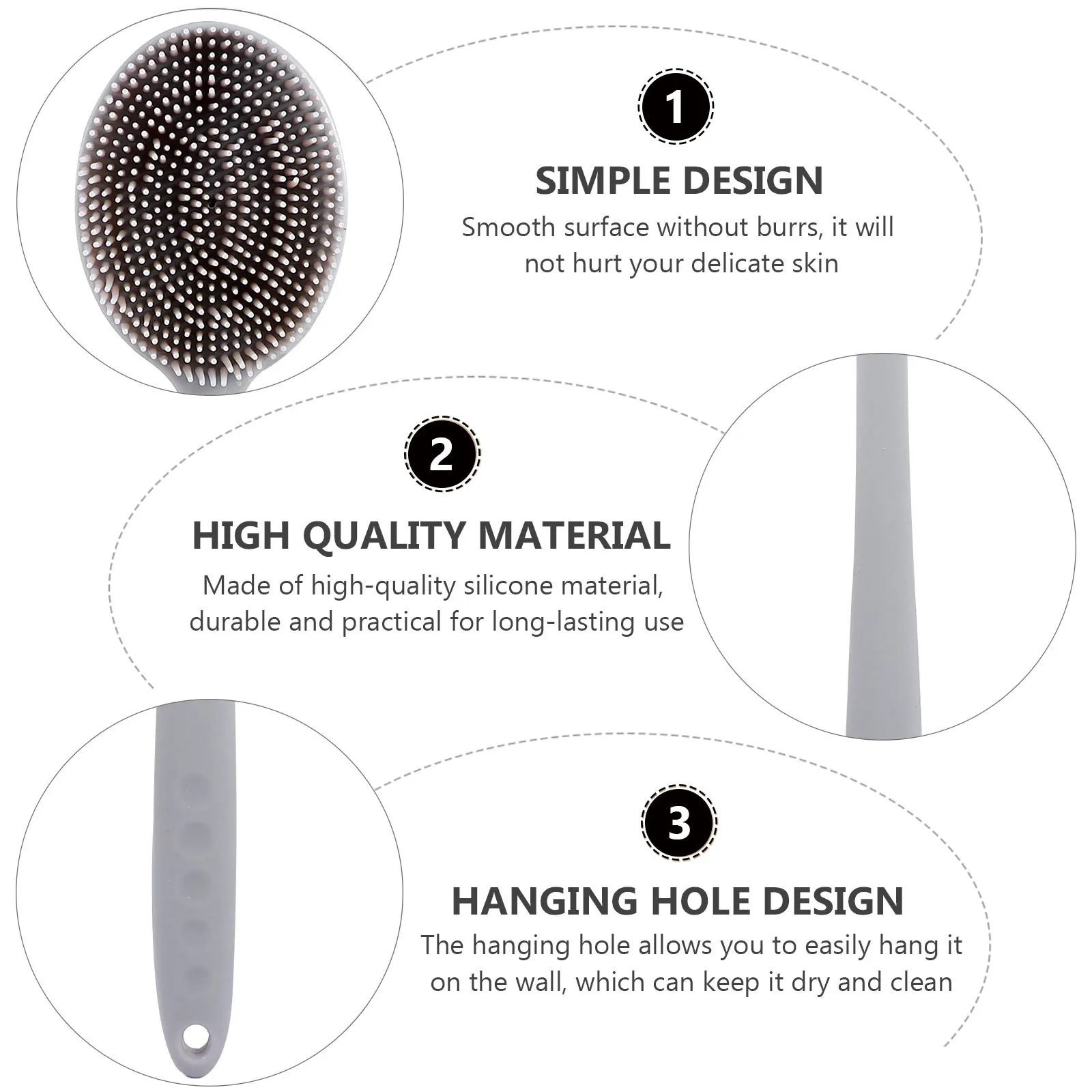 

1Pcs Long Handle Silicone Bath Brush Full Body Scrubber with Ergonomic Grip Easy to Hang Hygienic Non Scratch Surface for Daily