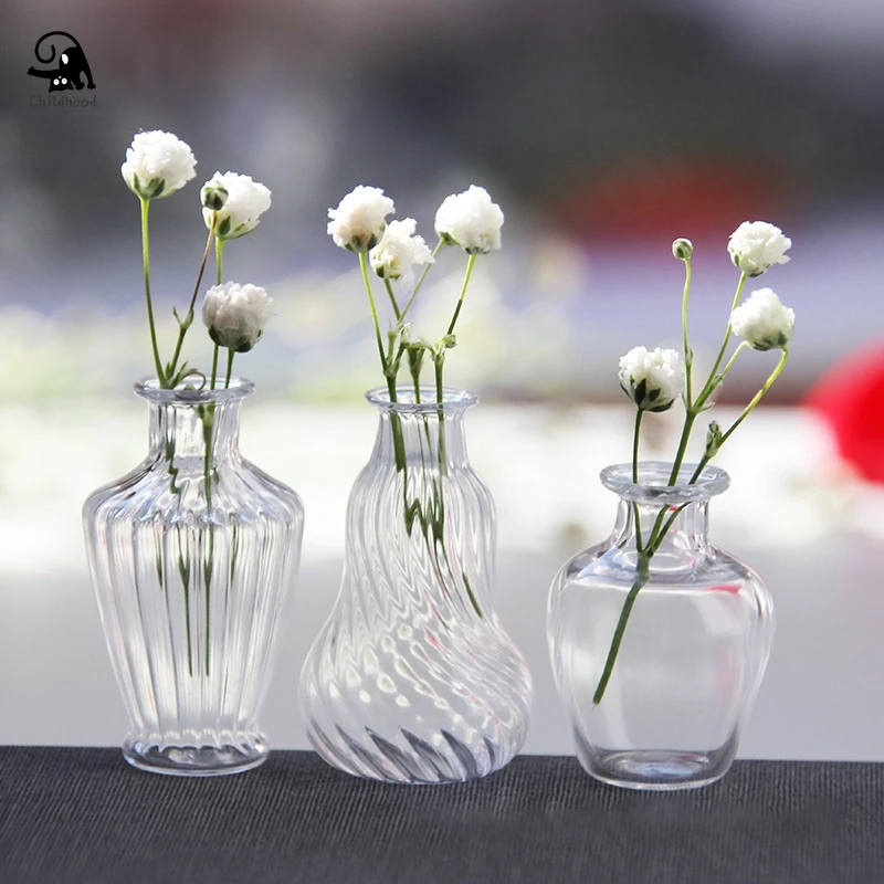 1Pc Dollhouse Miniature Flowerpot Vase Glass Basin DIY Furniture Toys For Dollhouse Decoration