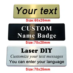 6/7x2cm Customizable Brooches Pin Personalized Engraved Your Text Logo Business ID Plate Steel Metal Tag Customized Name Badges