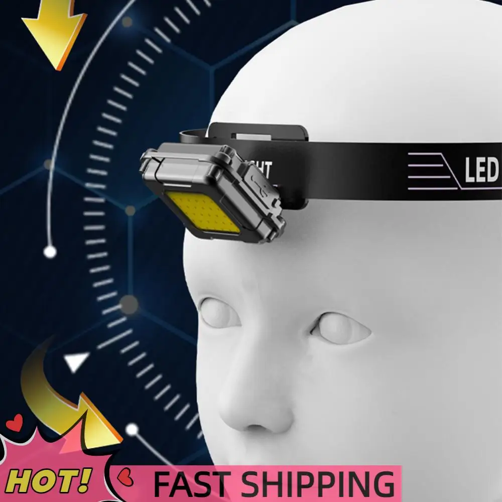 

Светодиодный налобный фонарь типа C с зарядкой через USB, многофункциональный налобный фонарь с регулируемым углом, мини-COB, светодиодный фонарь для кемпинга, бега, пешего туризма