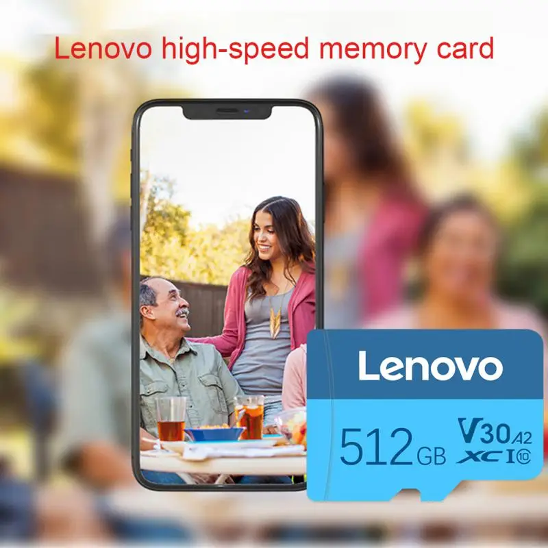 Lenovo การ์ดหน่วยความจำไมโคร SD 128GB 256GB 512 GB การ์ด SD sd/tf แฟลชการ์ด128 256 512 GB การ์ดหน่วยความจำ2TB 1TB สำหรับกล้องโทรศัพท์