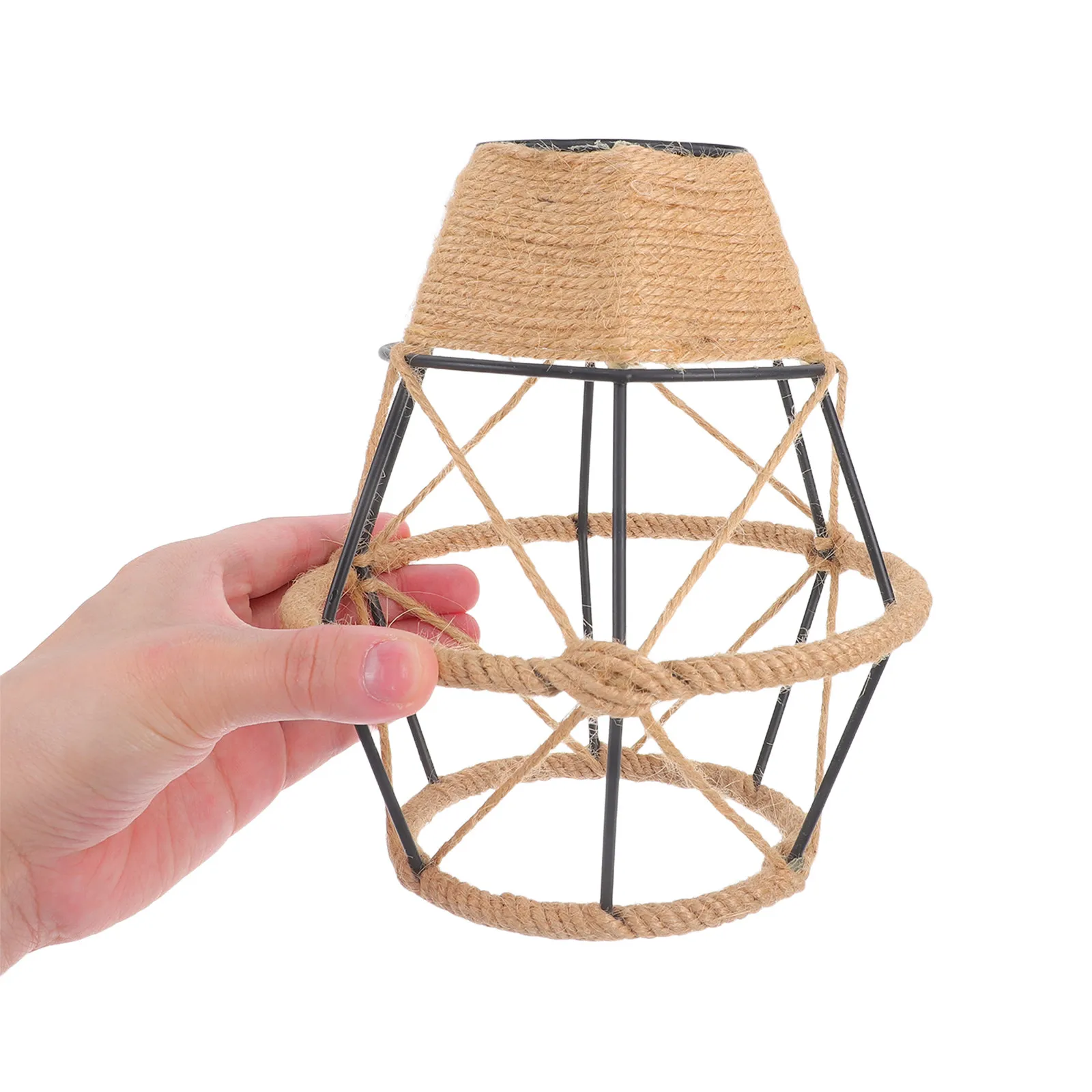 

Woven Rope Iron Lampshade for Wall Or Ceiling Mount E27 Socket Rustic Industrial Farmhouse Decor Living Room Bedroom Hallway
