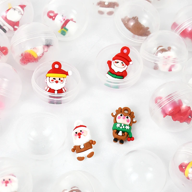 

10pcs Christmas Cartoon Dolls Capsule Egg Ball Toy Birthday Xmas Party Favors School Reward Treasure Boxes Kids Gifts Bag Filler