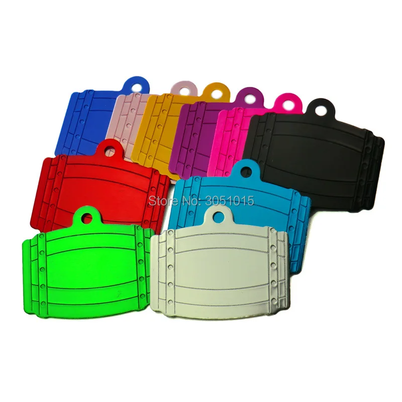 

Оптовая продажа, 100 шт., двухсторонняя анодированная алюминиевая бирка с именем собаки, индивидуальная гравированная идентификационная бирка для домашних животных для имени, табличка с именем «сделай сам»