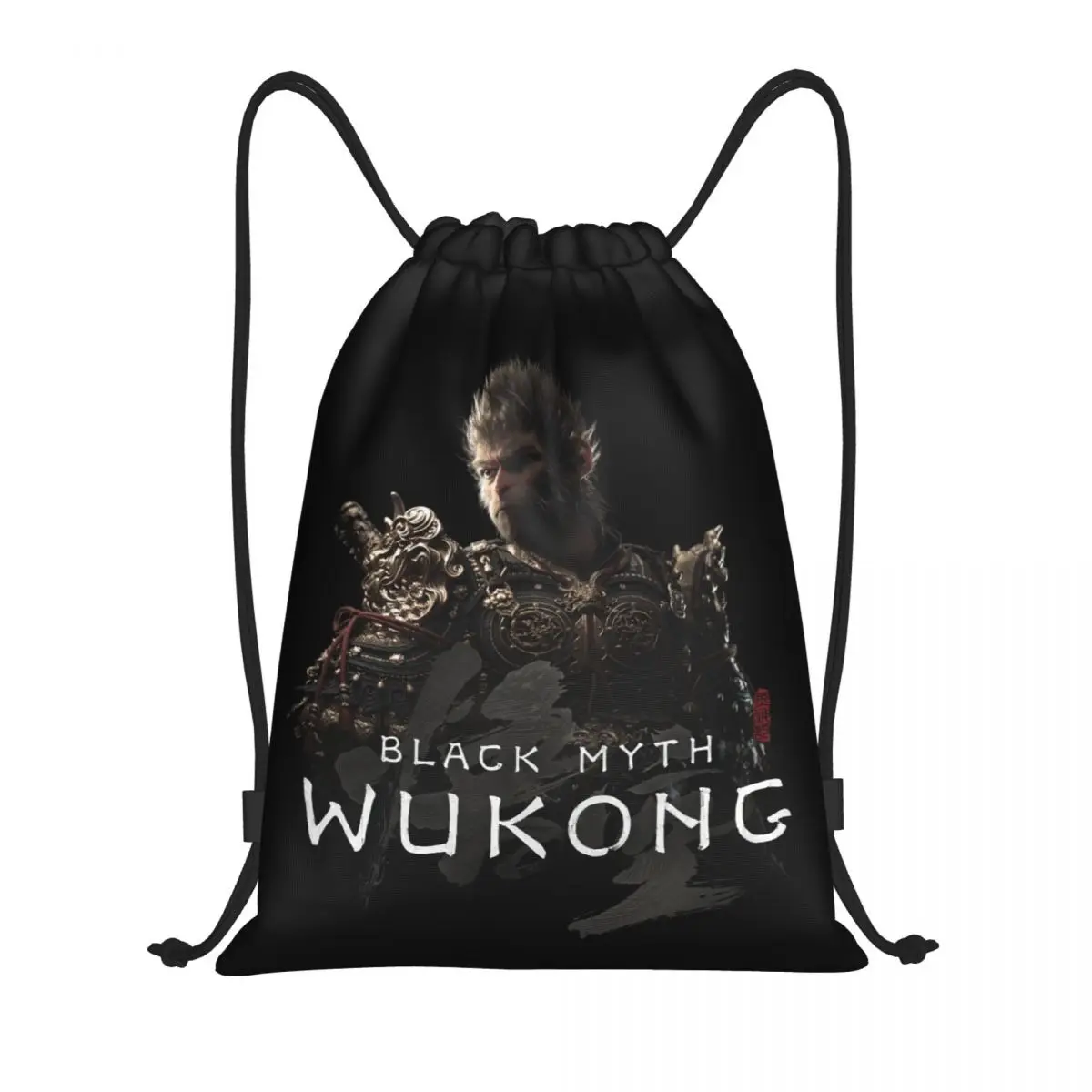 Custom Monkey King Wukong Myth And Folklore Drawstring Backpack Bags Lightweight Video Game Sports Sackpack Sacks for Training