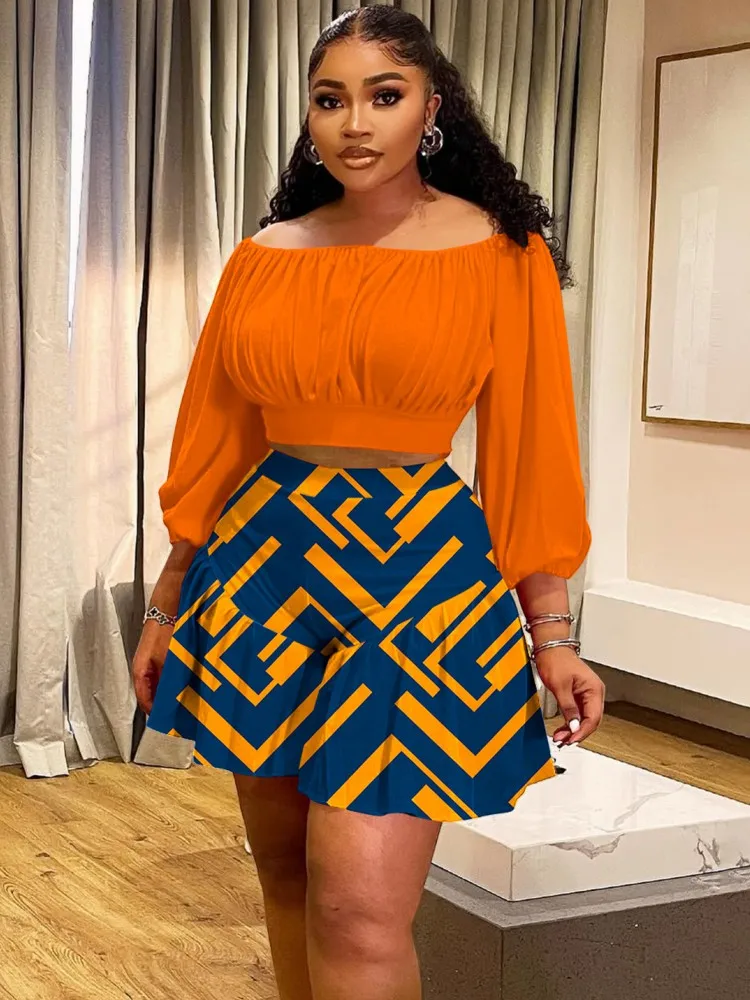 

2 Piece Women Sets 2025 New Arrival Plus Size Summer Matching Sets Print Two Pieces Sets Top And Shorts Suits Outfits Clothing