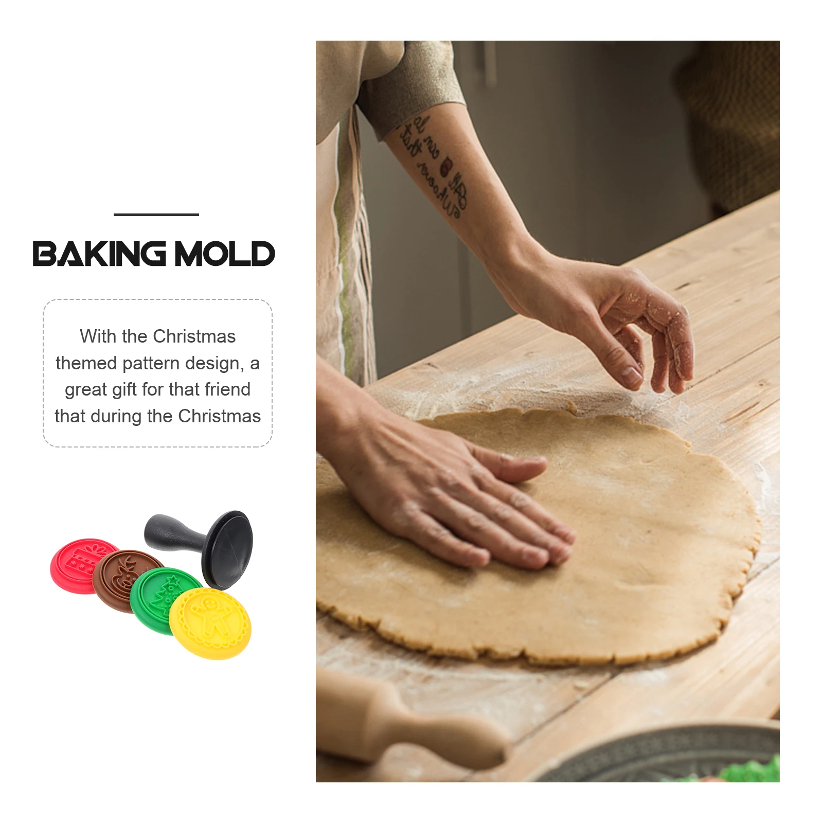1 مجموعة عيد الميلاد كوكي Stamps سيليكون قوالب الخبز البسكويت Stamps غير عصا أدوات الخبز لوازم المطبخ ل الكوكيز فندان #1