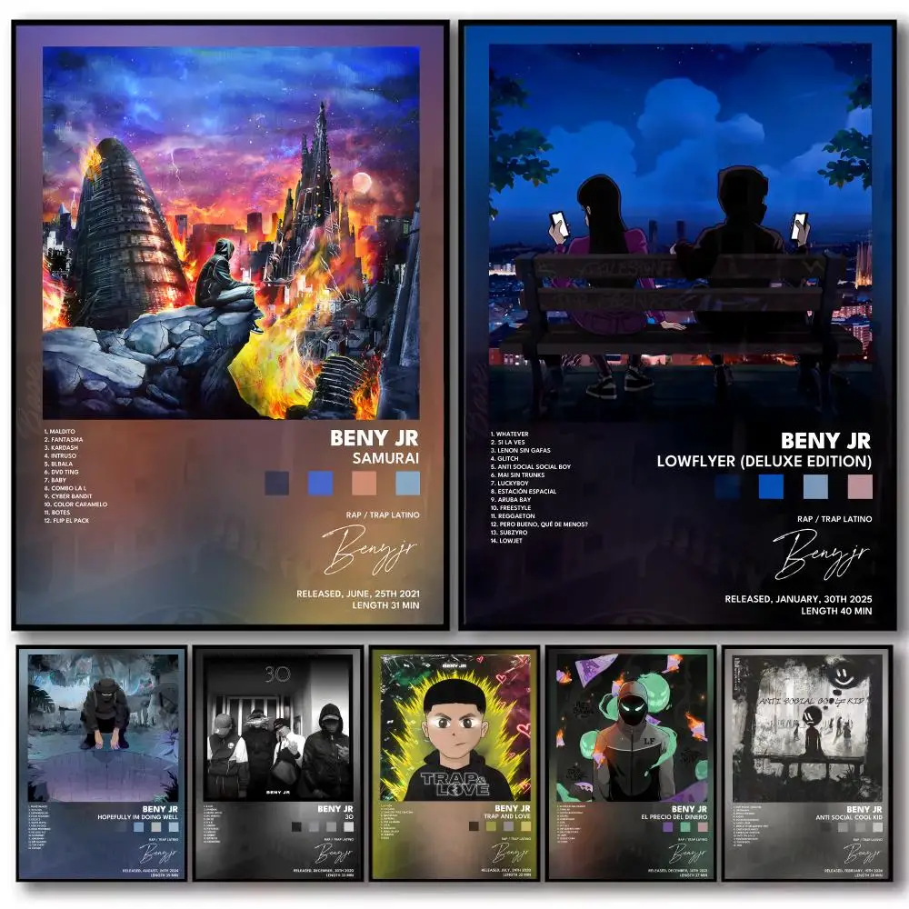 Póster decorativo de álbum de música rapero B-BENY JR, pegatinas artísticas de pared, impresión fotográfica para decoración del hogar, sala de estar y pasillo