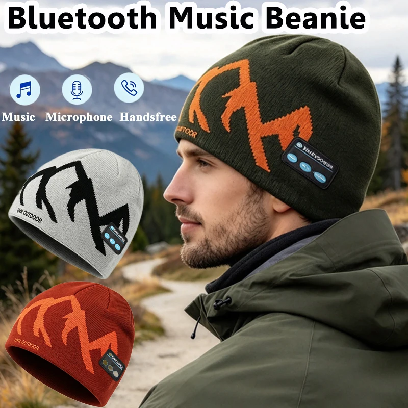 Wireless Bluetooth Headphones Smart Cap Outdoor Warm Beanie Hat Rechargeable Stereo Music Hadset for Camping Running Riding
