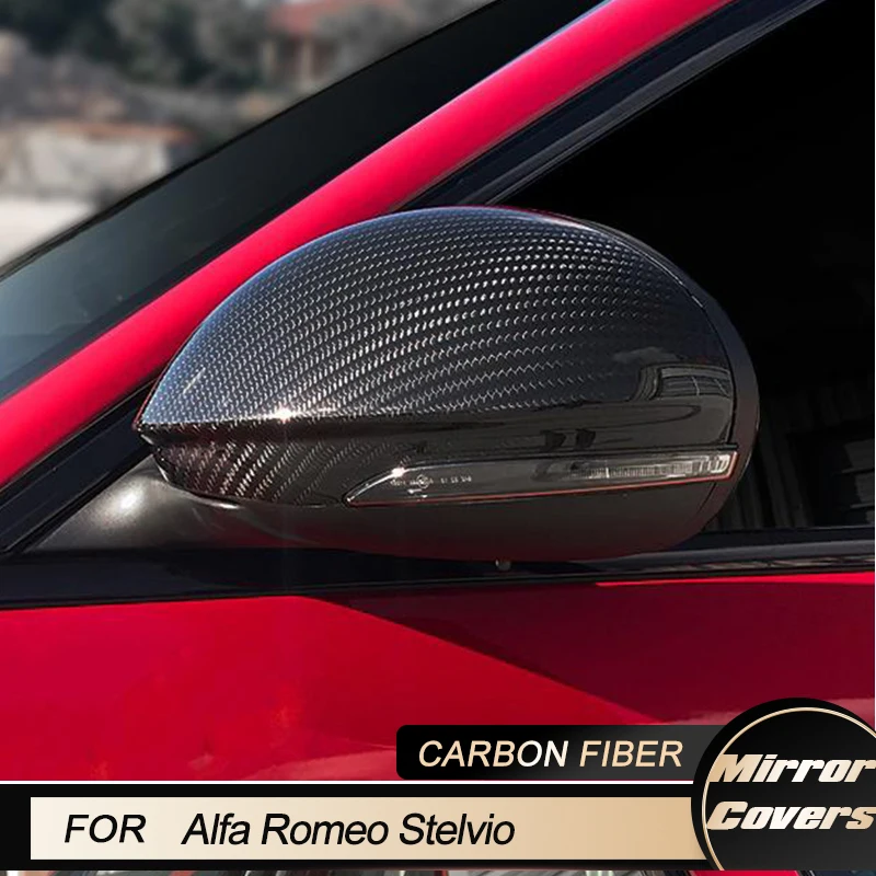 

Car Side Mirror Cover Caps for Alfa Romeo Stelvio Sport Utility 4-Door 2017 2018 Add on Auto Side Mirror Caps Shell Carbon Fiber