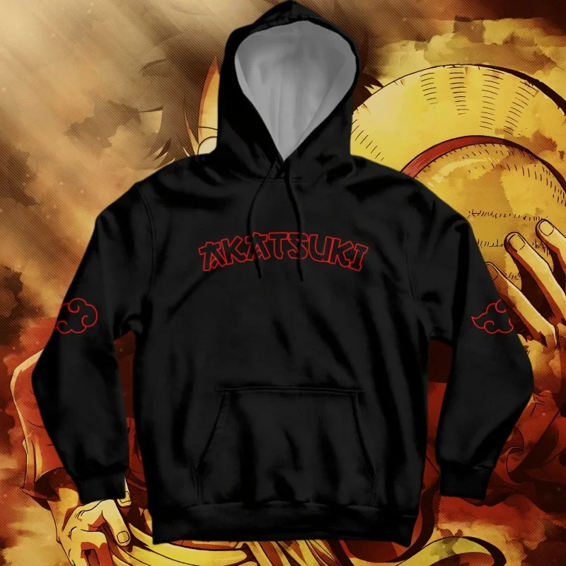 

Толстовка с капюшоном в стиле аниме Наруто Акацуки, осенне-зимний пуловер с 3D принтом, повседневная уличная одежда с капюшоном и круглым вырезом, верхняя одежда
