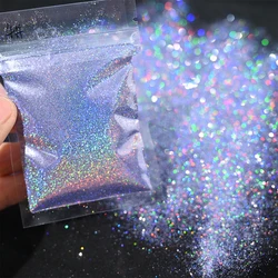 Laser Holographic Rainbow Nail Glitter 0.2MM Sparkly Nails Glitter Powder 10G/5G Dazzling Glitter Dust DIY Nail Art Decoration