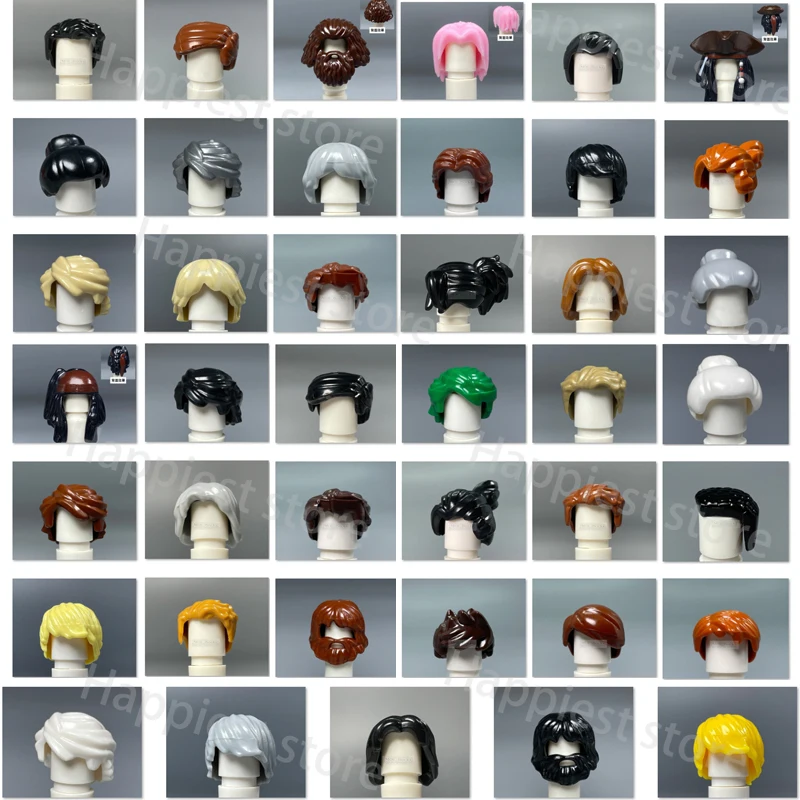 MOC City Figures Hair body Parts Building Blocks Figure Hairstyles Head Girl Boy Brown Black Hairstyle Accessories Brick Toys