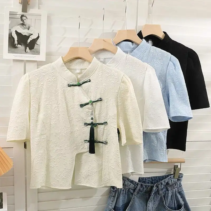 

Miiiix New Chinese Style Button Up Short Sleeved Shirt for Women's Summer 2024 New Niche Design Shirts Top Female Clothing
