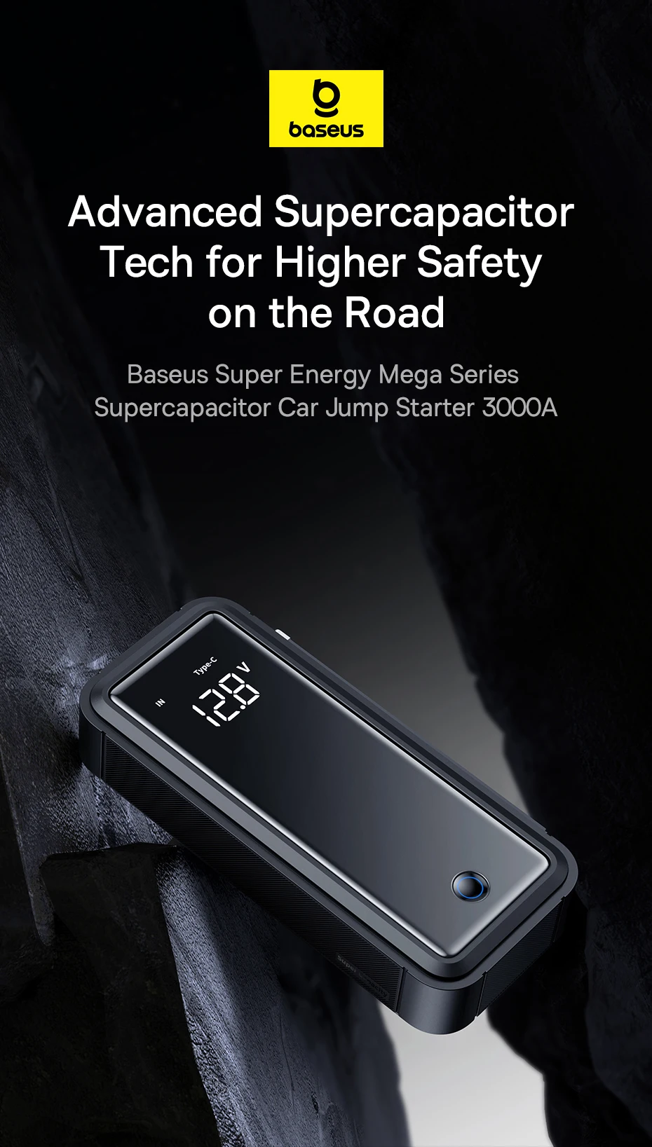 Baseus Super Capacitor Auto Starthilfe 3000A Auto Booster Gerät Ladegerät Batterie weniger Tragbare Auto Start für Notfall Gerät – Detail 5