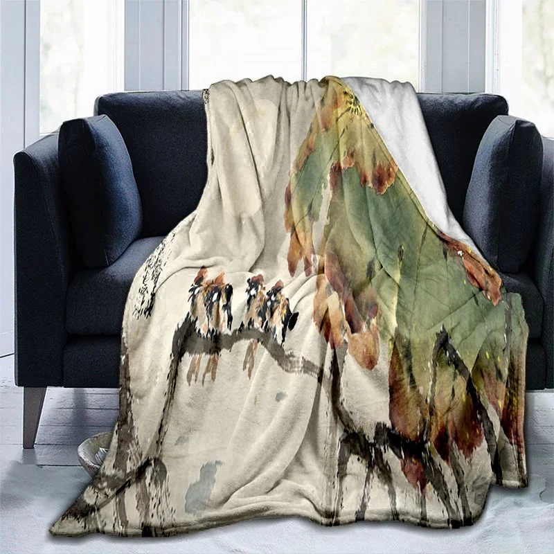 Chinese Painting Landscape Blanket Baby Blanket Flannel Blanket Teens and Adults Personality Relatives and Friends Blanket Gift