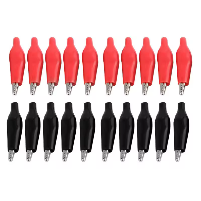 20 Pcs Crocodile type Clip 28MM Black Red Blue Black Yellow Soft Plastic Coated Testing Probe Mini Alligator Test Clips - Image 13