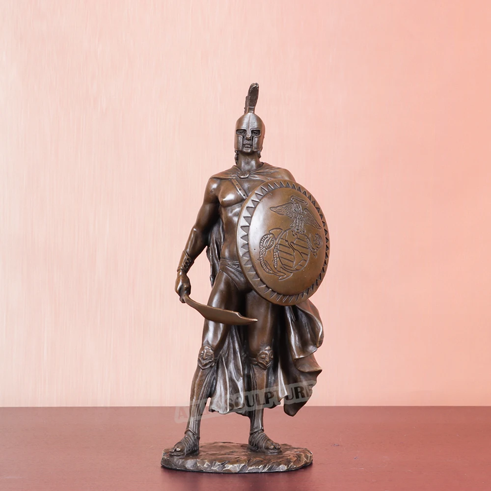 Sparta Warrior Real Bronze Statue Ancient Greek Spartan Sculpture Exquisite Vintage Western Art Home Decor