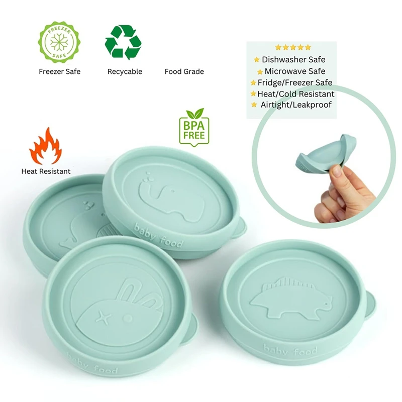 حاوية أغذية الأطفال، حاويات طعام زجاجية للأطفال مع أغطية من السيليكون، برطمانات تخزين أغذية الأطفال مع