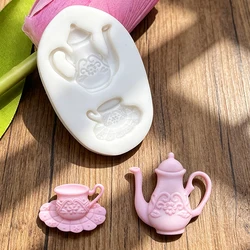 Tea Party Silicone Sugarcraft Mold Resin Tools Cupcake Baking Mould Fondant Cake Decorating Tools