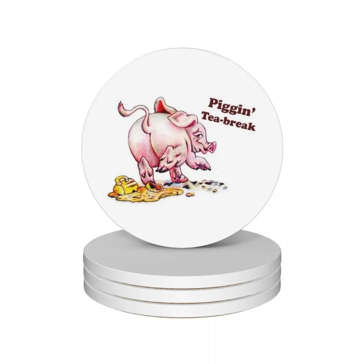 

Piggin' Tea-break - Peep show Ceramic Coasters (Set of 4) coffee eat table Coasters