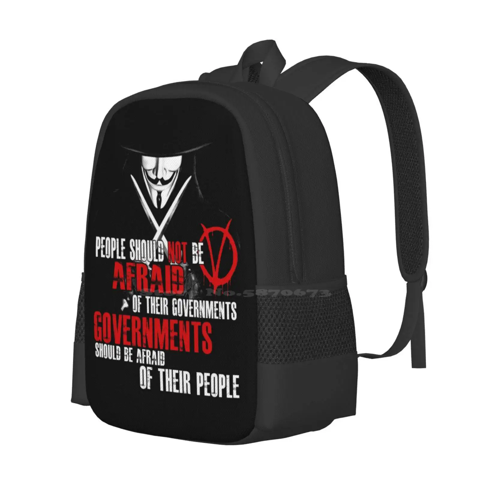 V per Vendetta Guy Fawkes citazione nuovi arrivi borse Unisex borsa per studenti zaino Guy Fawkes Anarchy citazione teoria Illuminati V per