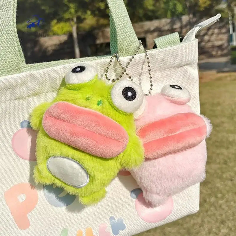 Cute Sausage Mouth Frog Key Chain Cartoon Plush Doll Pendant Couple Key Ring Backpack Charms Car Bag Decor Christmas Gift