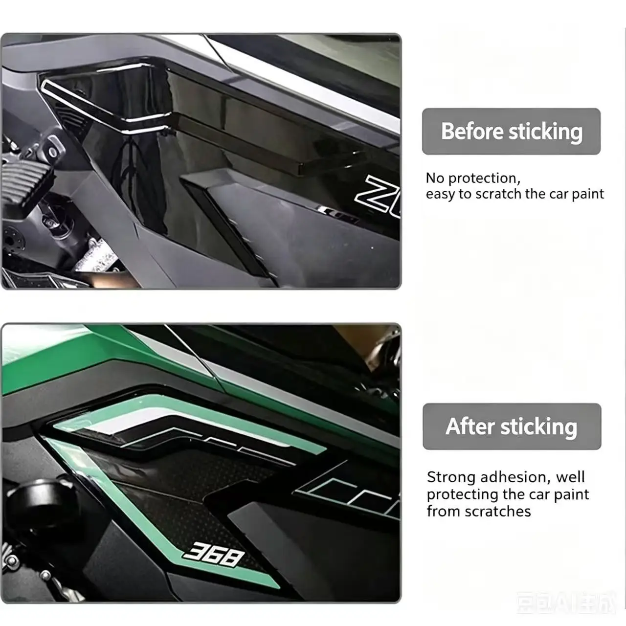 For 368G motorcycle. Drip-gel side stickers waterproof and sun protection. New 3D stickers