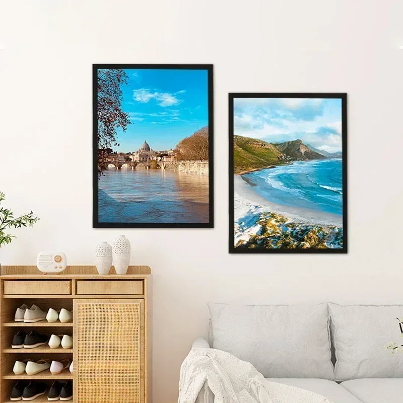 الصور الحديثة جدار إطار الصورة المغناطيسي الذهب الأسود لينة الغراء إطار الصورة المشارك قماش اللوحة ذاتية اللصق عرض شماعات #6