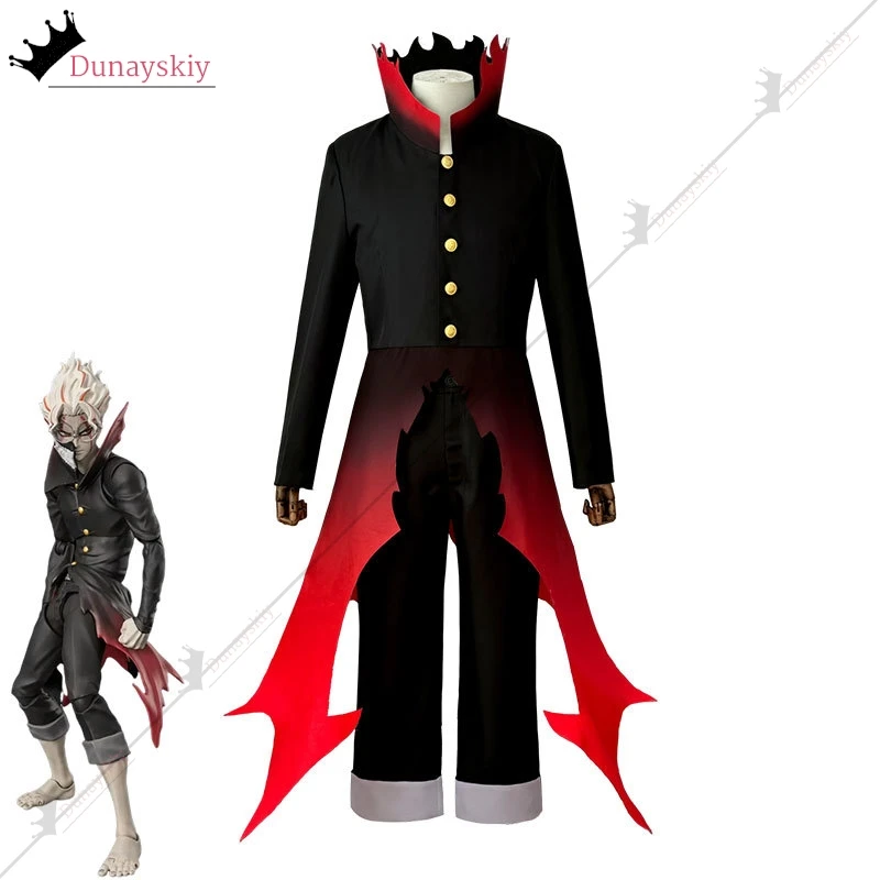 Dandadan Okarun Ken Takakura Cosplay Costume High Necked Necked Trench Coat Red Black Outfit Curly Short Hair Halloween Suit-25