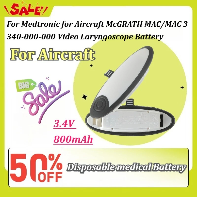 

New 3.4V 800mAh Disposable medical Battery for Medtronic for Aircraft McGRATH MAC/MAC 3 340-000-000 Video Laryngoscope Battery