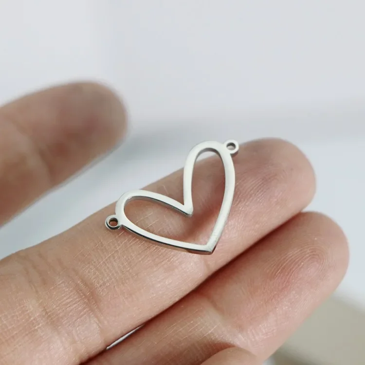 WZNB 6Pcs Hearts Frame Charms Geometry Stainless Steel Pendant for Jewelry Findings Making Handmade Necklace Diy Accessories