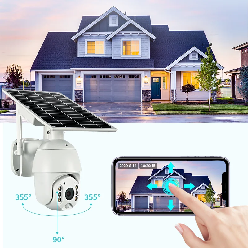 Solar CCTV Rifle Scope Auto Tracking 360° Outdoor Camera Wide-Angle WiFi/4G Lens Alexa/Google Voice Control Works Alexa/Google