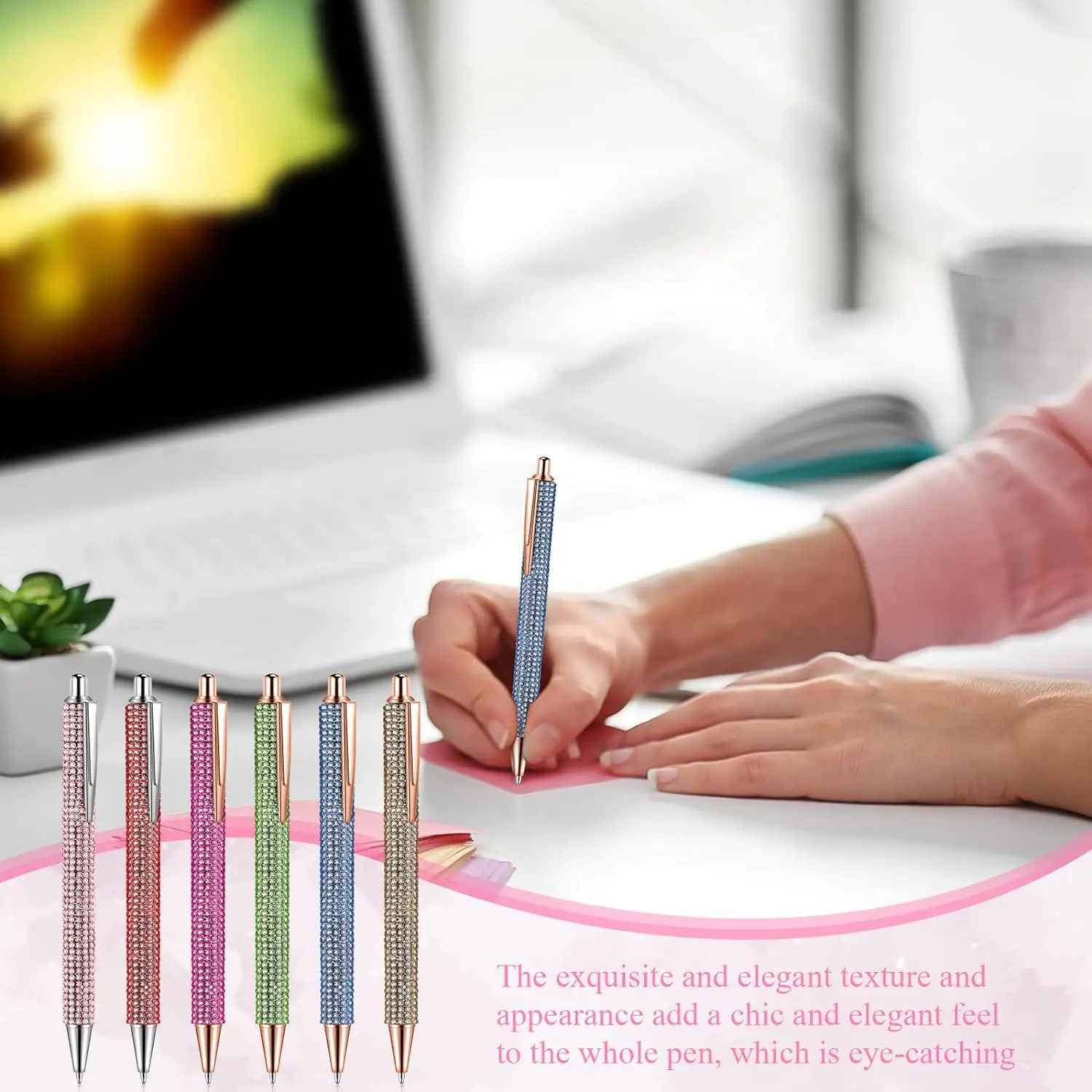 6 قطعة بلينغ القلم لطيف الماس أقلام الزفاف الراين هدية أقلام حبر جاف معدني يتوهم سباركلي كريستال أقلام قابل للسحب الحبر الأسود