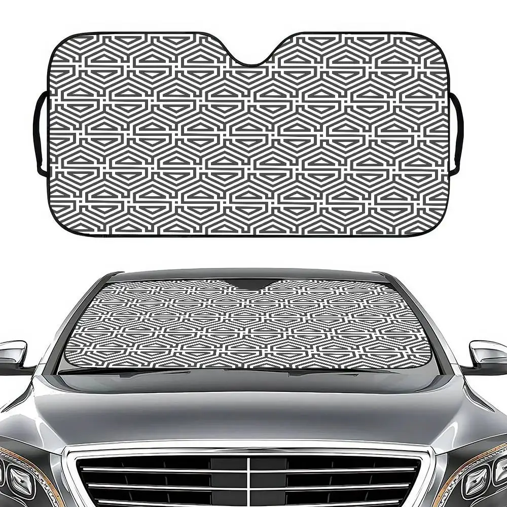 

Geometric Pattern Lines Car Windshield Sunshade - Anti-UV Protection, Front/Rear Window Cover, Accessories