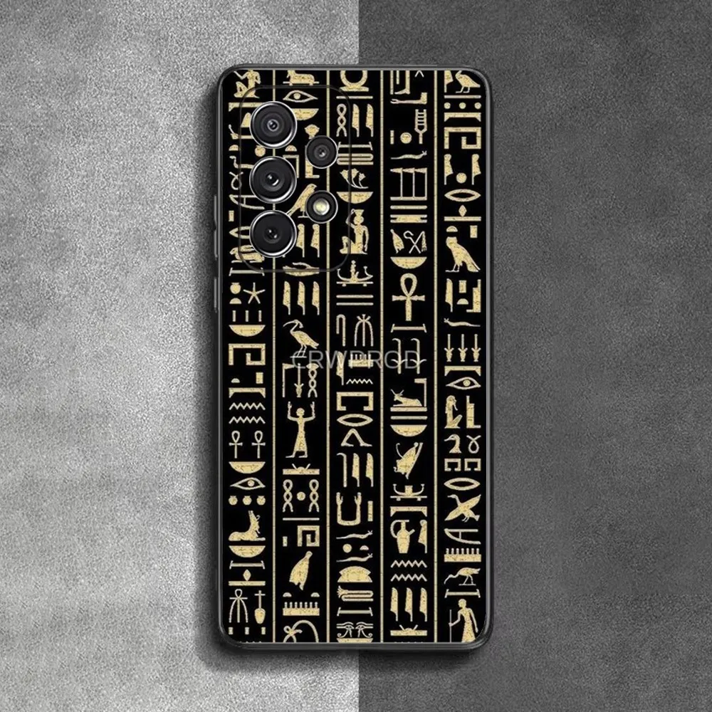 Ancient Egypt hieroglyph Phone Case For Samsung S24,23,22,30,21,10,9,Ultra,Plus,Lite,FE,Soft Silicone Black Cover