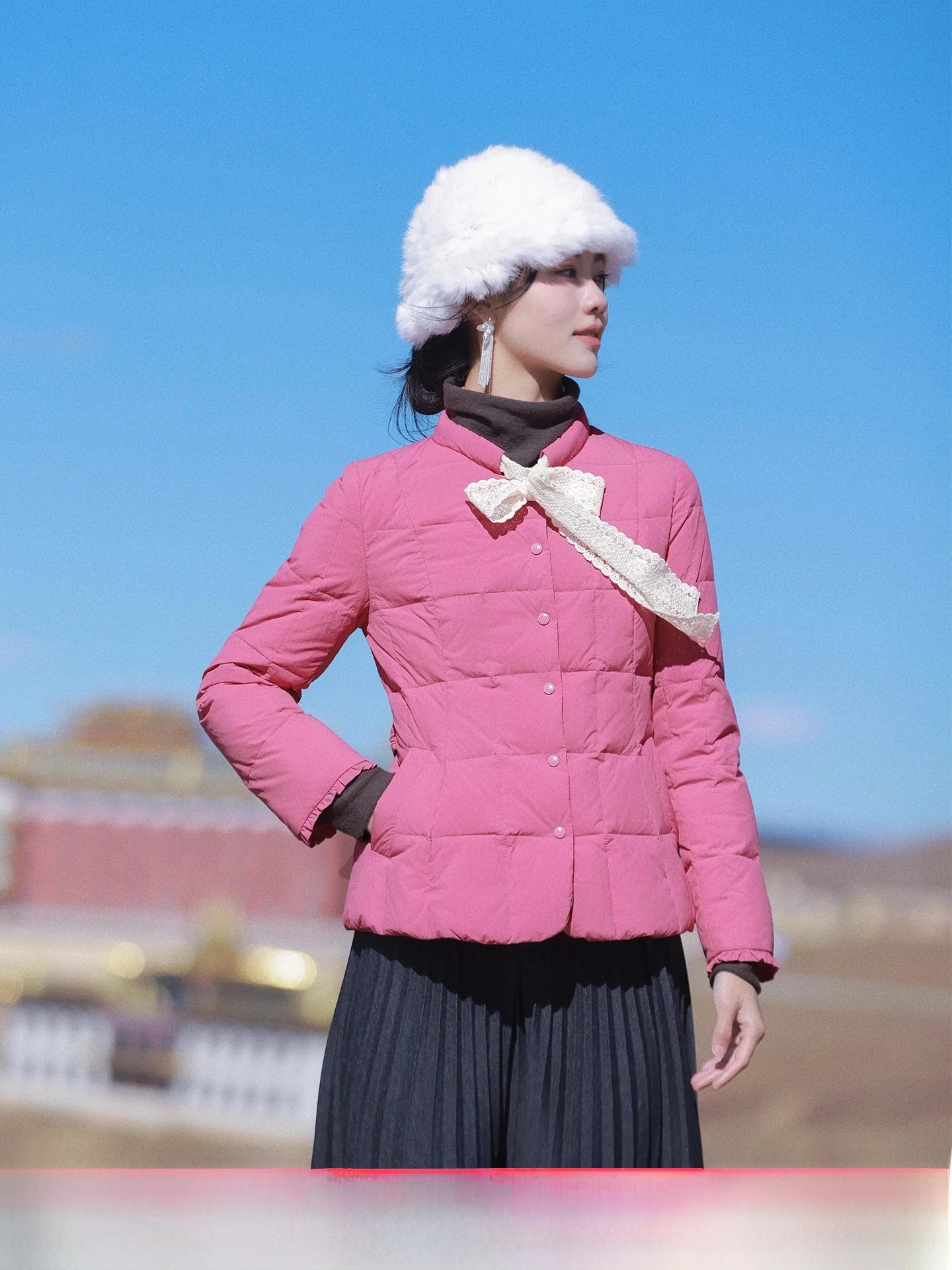 

Red Memory ort Women's down Jaet 2025 Winter New Sle Faionable Personali Outerwear Top Commute Sle Slim Fit