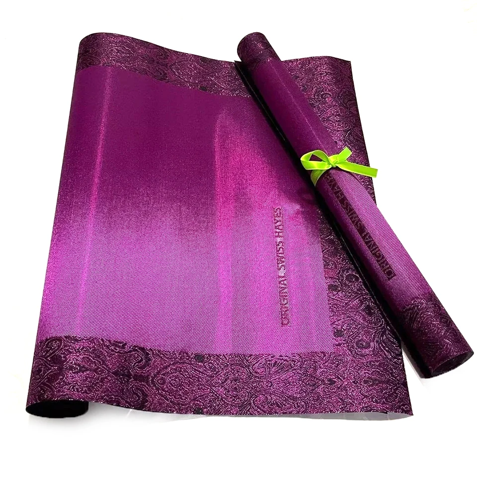 

Rose Nigerian Wedding Gele Hayes Headtie, 2-Piece Set in Luxury 3D Damask Swiss Fabric, African Bridal Party Headwear TX-1-4