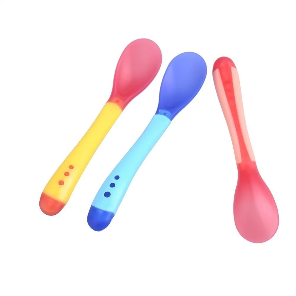 2026 New 3Pcs/Set Temperature Sensing Silicone Baby Spoons Soft Safety Feeding Flatware Kids Infant Eating Tableware Supplies
