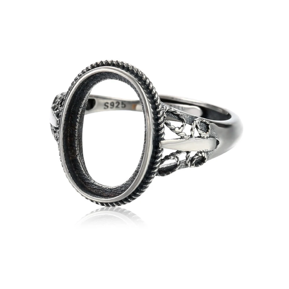 

Ring Blank (8x10mm/10x14mm/11x15mm/12x16mm Oval Blank) Adjustable Thai Sterling Silver Ring Base
