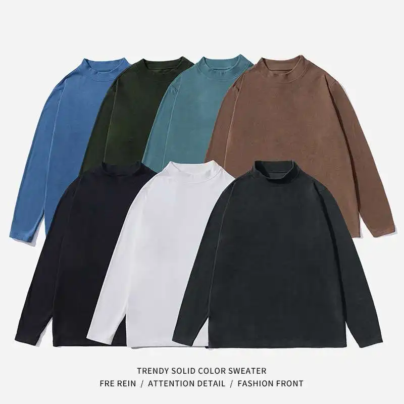 

Men's Autumn Winter Semi-High Ne Boting irts Long Sve Thiened Casual Faion Slim Fit T-irts for Daily Wear