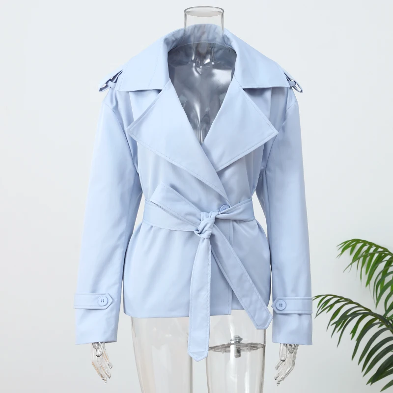 Damen-Windbreaker mit Schnürung, schickes Reverskragen, lange Ärmel, breite Schulter, kurze Mäntel, 2025, Herbst, elegante Pendel- und Alltagsjacke – Detail 12