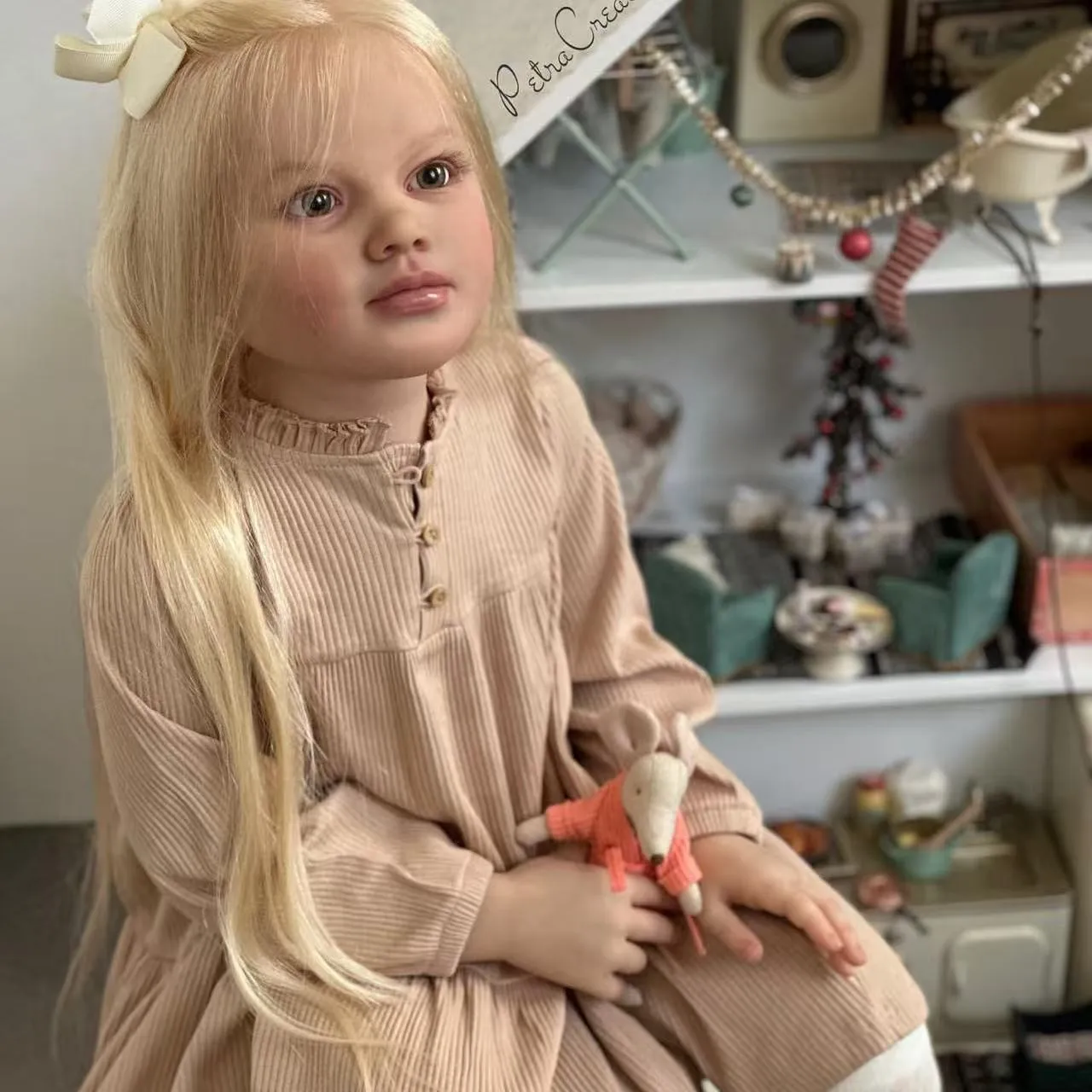 42in Huge Toddler Reborn Doll Kits Painted Girl Hand-Rooted Blonde Hair DIY Gift