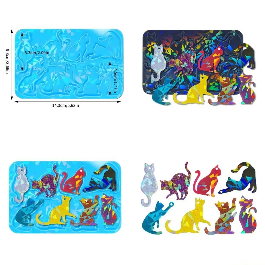 

D46E голографическая форма для ключей в форме кошки, силиконовый материал, подарок для ручного изготовления любовника