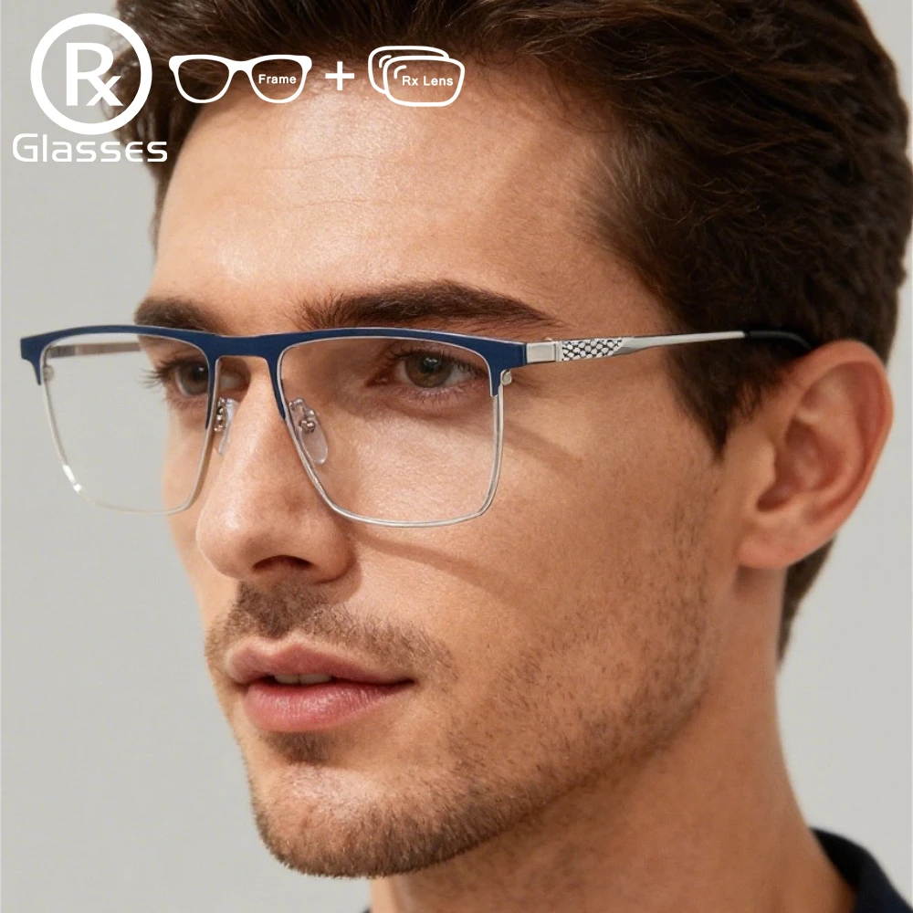 

RX Glasses Men Square Prescription Glasses Business Progressive Eyewear Plastic steel Custom Optical Eyeglasses 2025 New